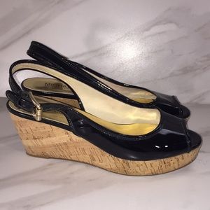 MICHAEL KORS Black Patent Leather wedge 7 1/2 M